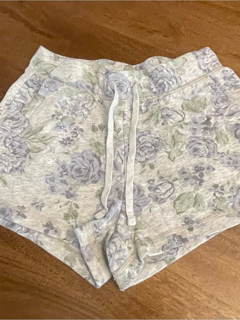 Old Navy Floral Lounge Shorts - Light Gray with Lavender